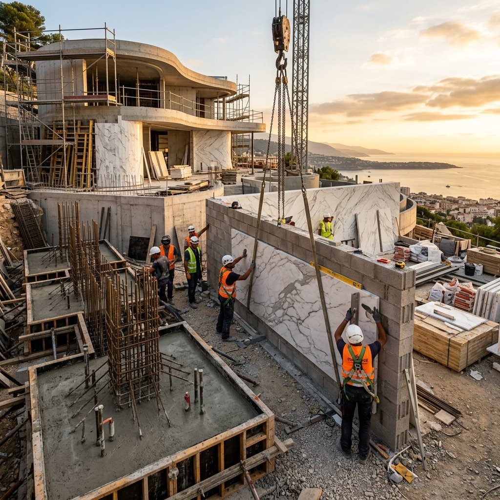 Specialised stone masonry construction site by Green Marble OÜ